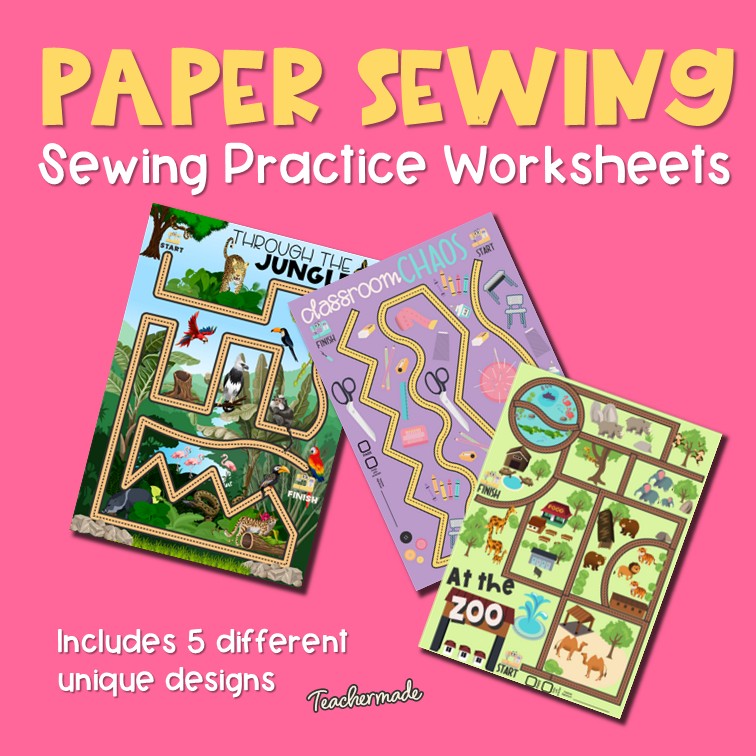 Sewing Machine Practice Worksheets for Beginners | Sewing Line Practice Sheets for Students | Fun Sewing Skills Activity Pack
