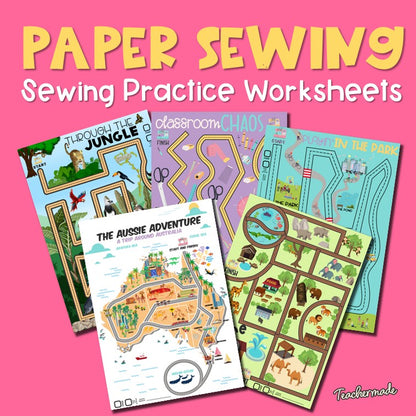 Sewing Machine Practice Worksheets for Beginners | Sewing Line Practice Sheets for Students | Fun Sewing Skills Activity Pack