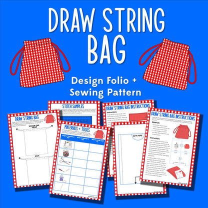 Draw String Bag Sewing Pattern, Instructions and Instructional Video