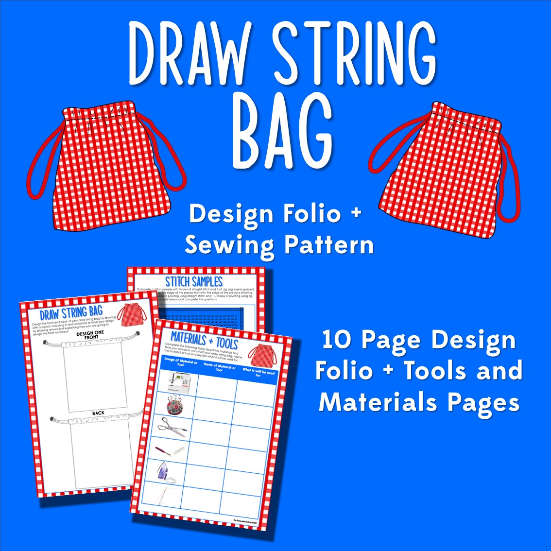 Draw String Bag Sewing Pattern, Instructions and Instructional Video