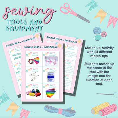 Sewing Tools Match Up Activity | FCS Textiles Equipment Lesson | Fashion Intro