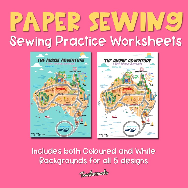 Sewing Machine Practice Worksheets for Beginners | Sewing Line Practice Sheets for Students | Fun Sewing Skills Activity Pack