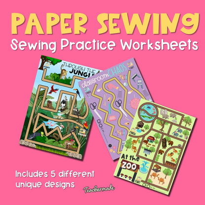 Sewing Machine Practice Worksheets for Beginners | Sewing Line Practice Sheets for Students | Fun Sewing Skills Activity Pack