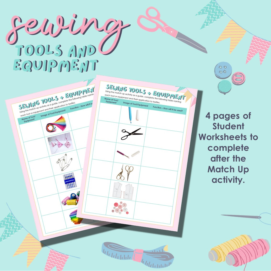 Sewing Tools Match Up Activity | FCS Textiles Equipment Lesson | Fashion Intro